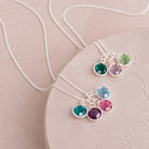Family Birthstone Charm Pendant Necklace