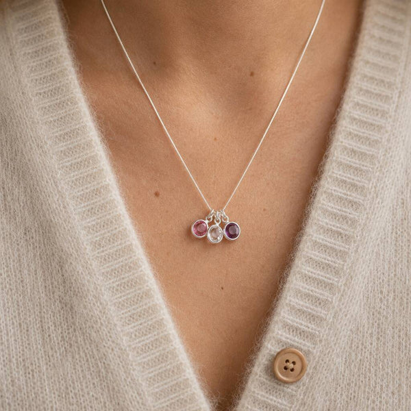Family Birthstone Charm Pendant Necklace