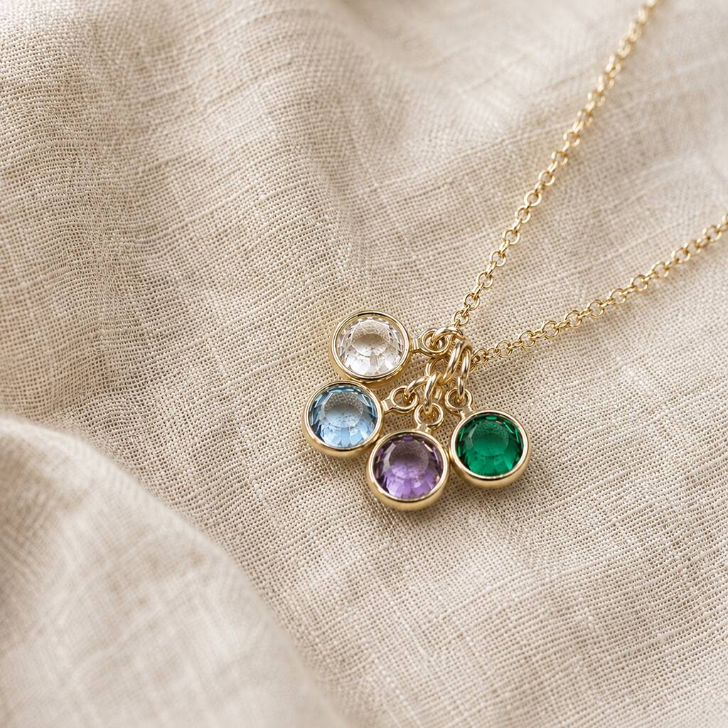 Family Birthstone Charm Pendant Necklace