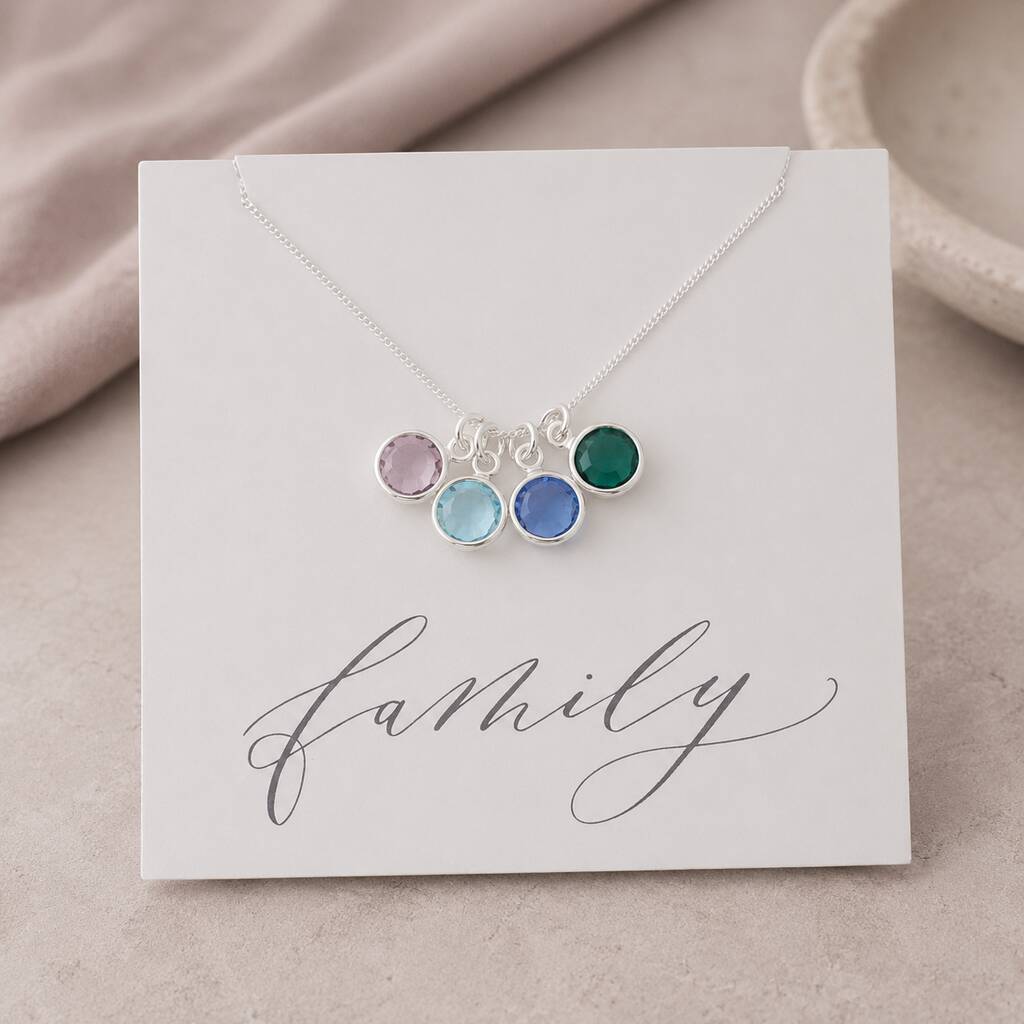 Family Birthstone Charm Pendant Necklace