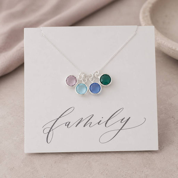 Family Birthstone Charm Pendant Necklace