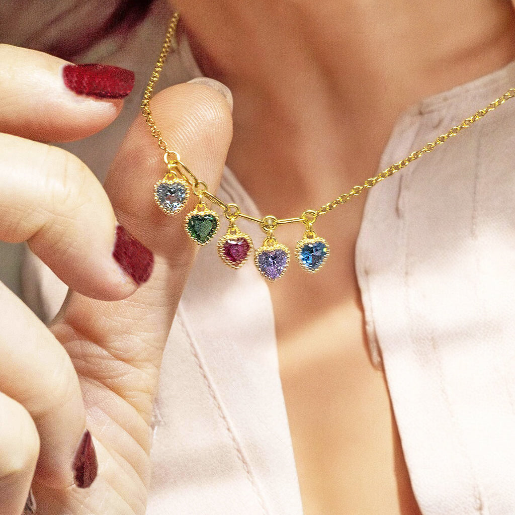 Family Birthstone Heart Necklace JOY by Corrine Smith