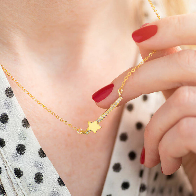 Crystal Bar Necklace with Star Detail