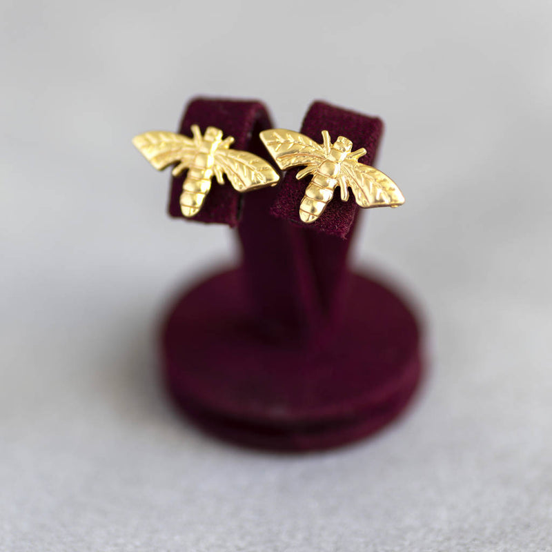 Gold Plated Bee Stud Earrings
