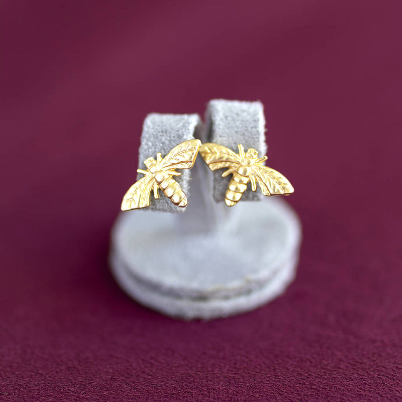 Gold Plated Bee Stud Earrings