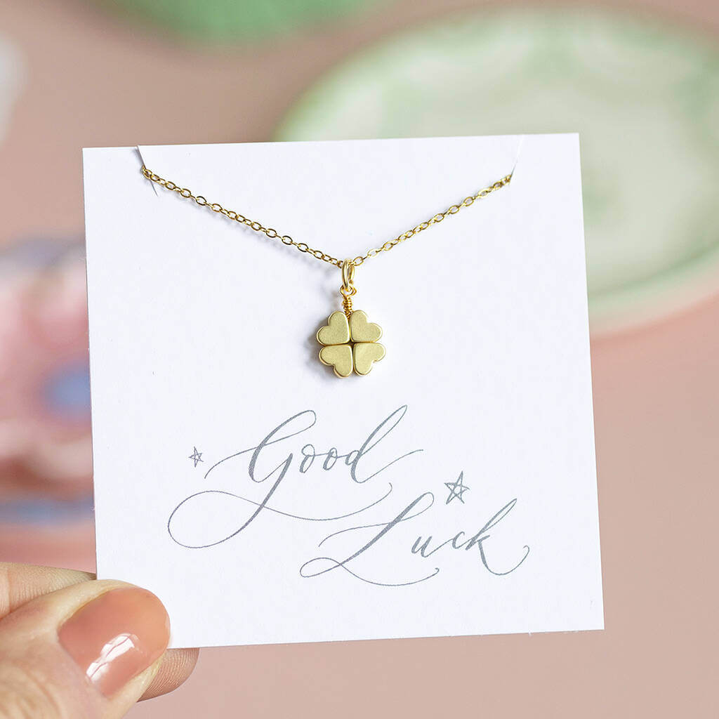 Gold Plated Four Leaf Clover Necklace JOY by Corrine Smith