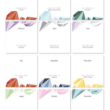Image shows the 12 months birthstone characteristics sentiment cards