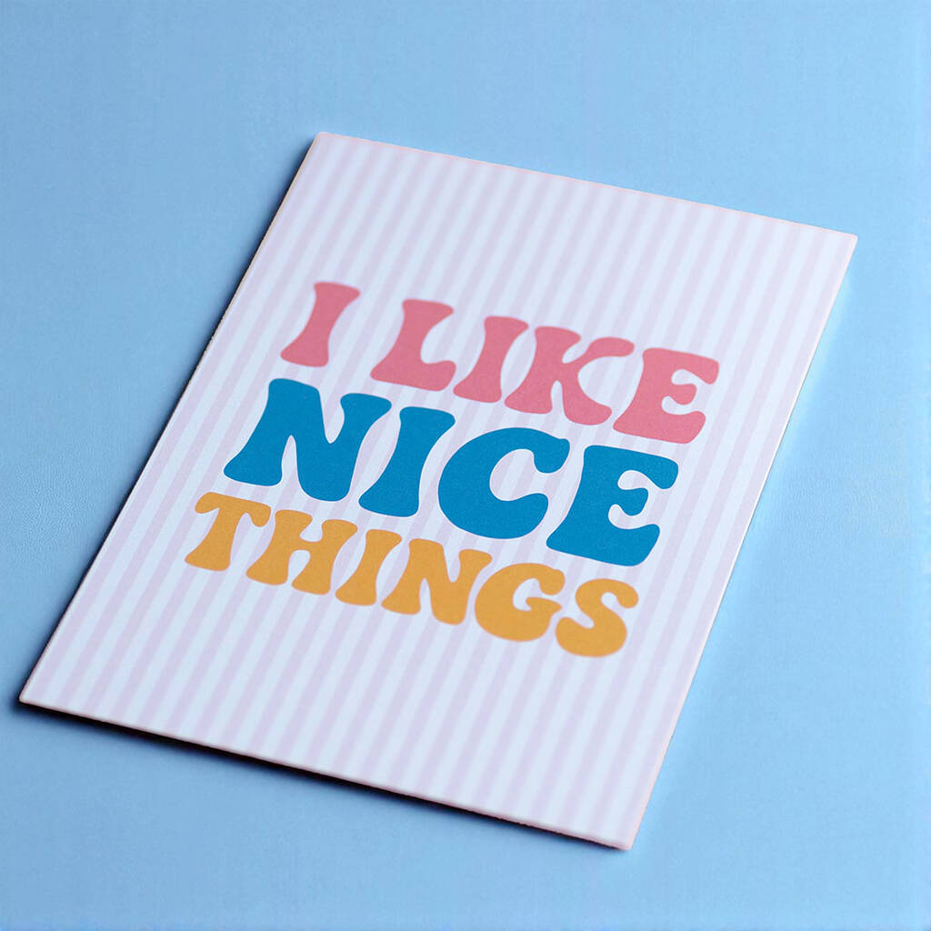 Fun retro A5 art print with pink striped background and playful lettering