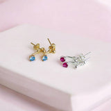 Mixed metal birthstone stud earrings with colourful crystal accents, perfect for creating a personalised ear stack
