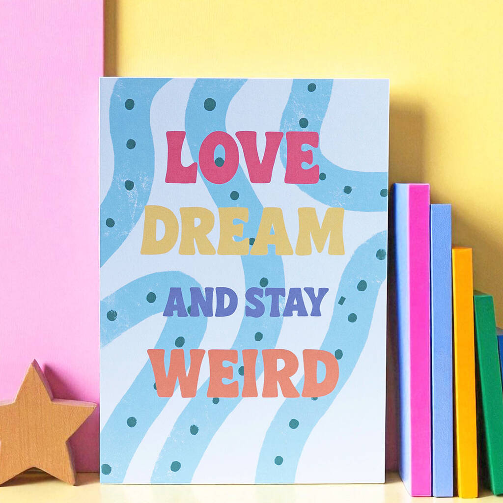 Fun motivational wall print with bright retro design and inspirational message