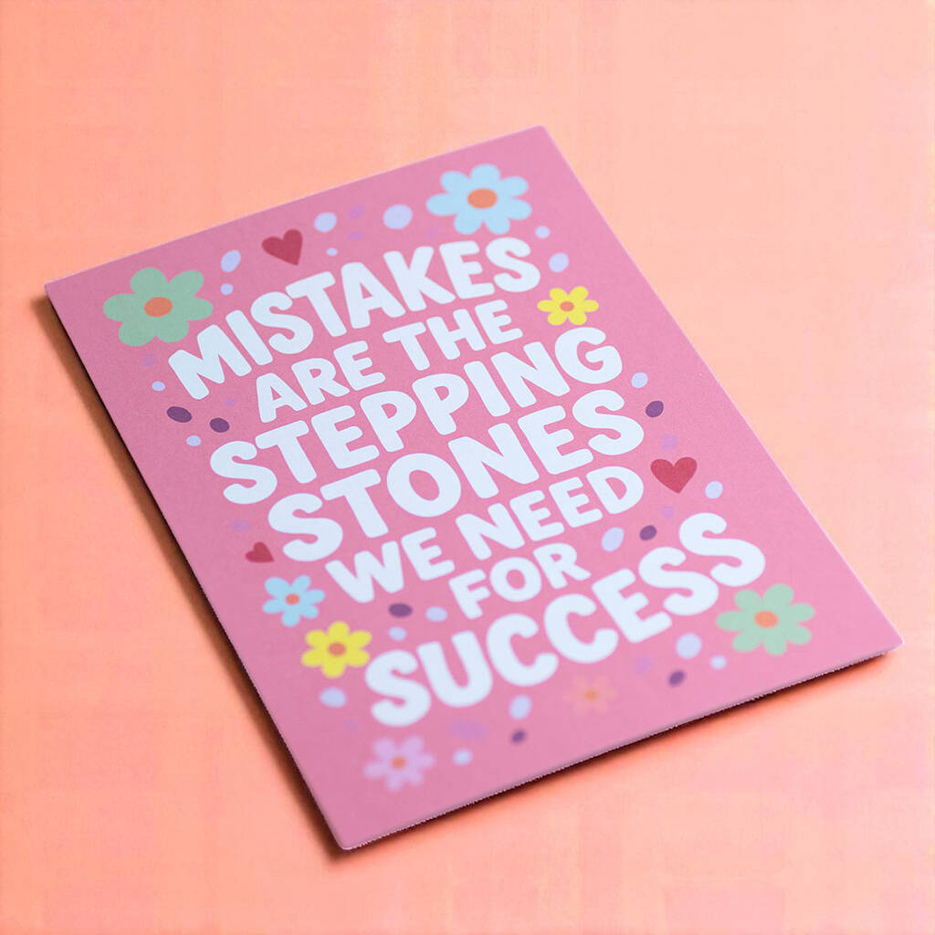 Inspirational quote print in pink with positive success message and colourful flowers