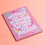 Inspirational quote print in pink with positive success message and colourful flowers