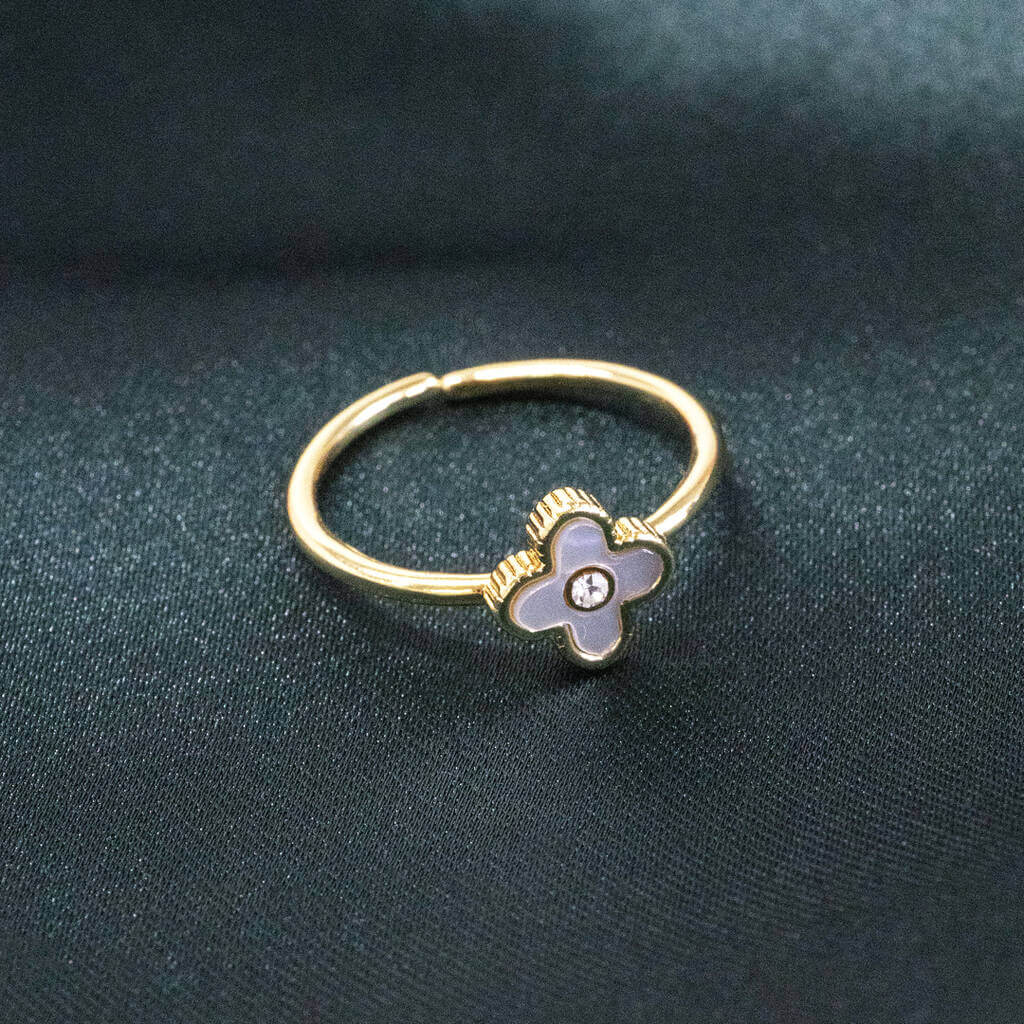 Unique Mother of good Pearl Flower Ring - Adjustable