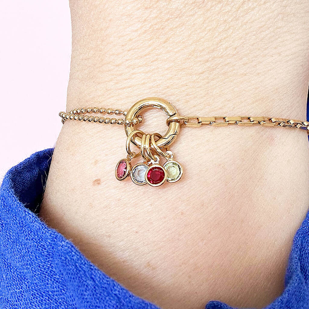 Multi Birthstone Charm Keeper Bracelet