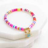 Image shows  personalised enamel star colourful stretch bracelet