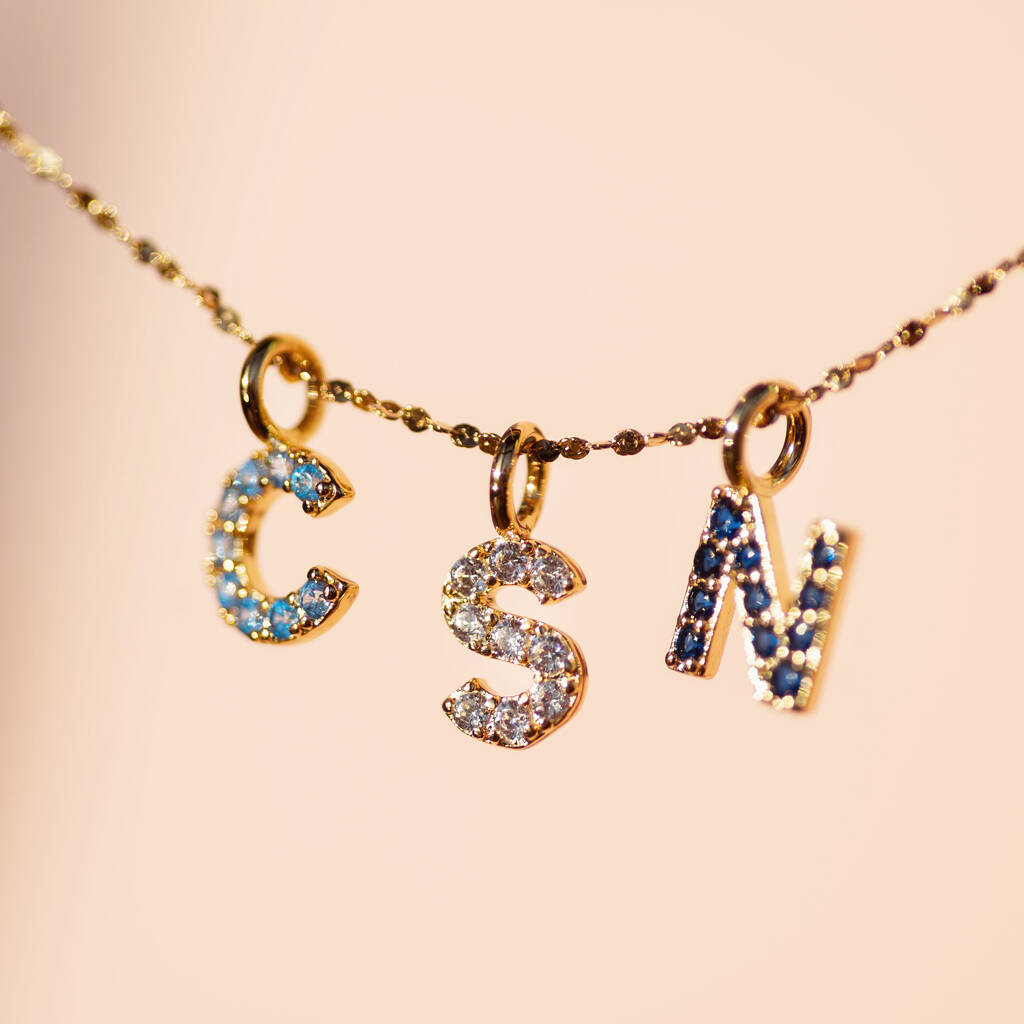 Personalised family birthstone initial charm necklace by Joy by Corrine Smith