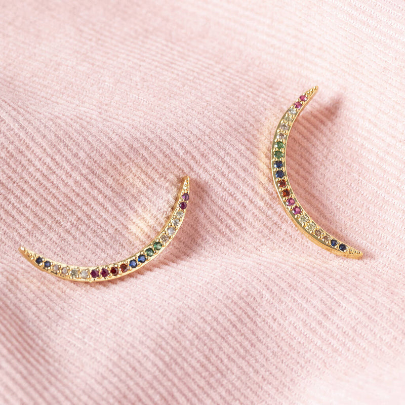 Curved Rainbow Crystal Earrings