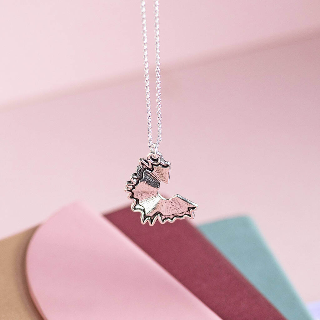 Silver Plated Pencil Shaving Necklace Teacher Gift – JOY by