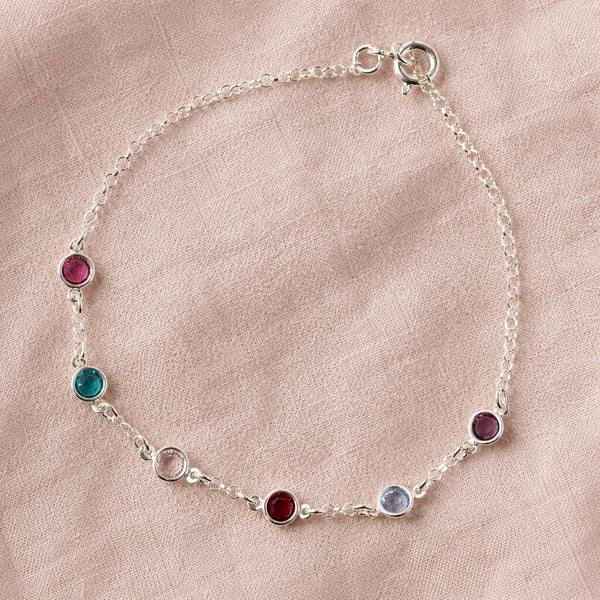 Sterling Silver Mini Family Birthstone Bracelet