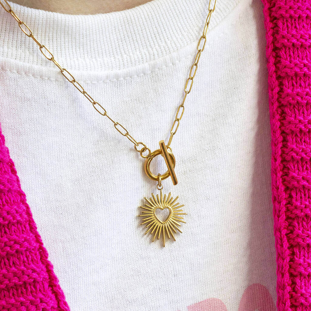 Sunburst Heart T Bar Necklace Joy by Corrine Smith – JOY by