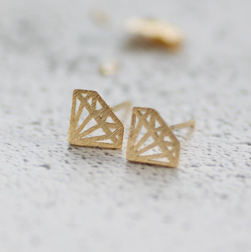 Gold Plated Abstract Gem Studs