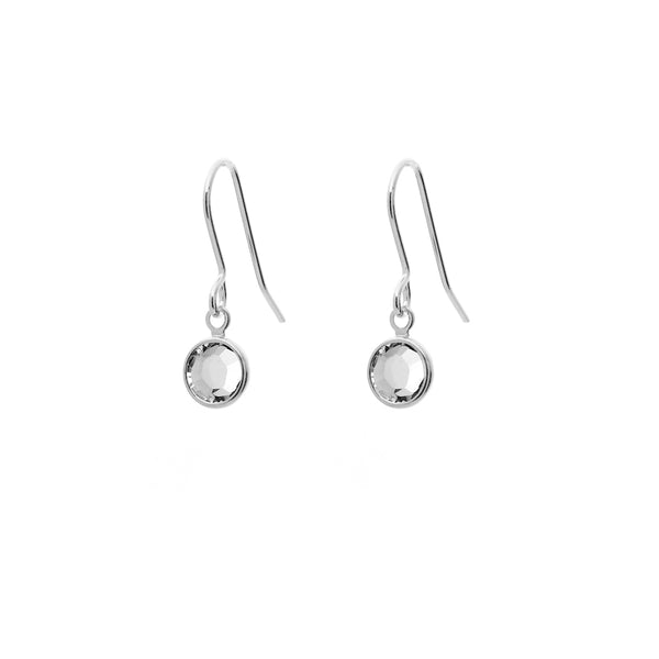 April Birthstone Crystal Drop Earrings Silver Plated