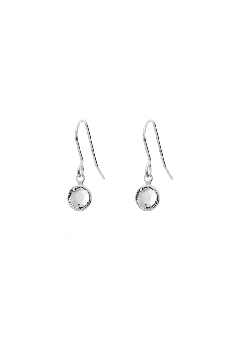 April Birthstone Crystal Drop Earrings Silver Plated