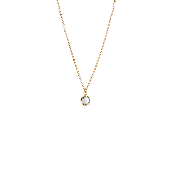 April Birthstone Crystal Necklace Gold Plated