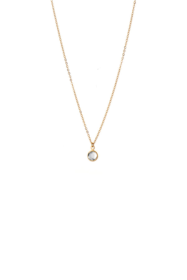 April Birthstone Crystal Necklace Gold Plated