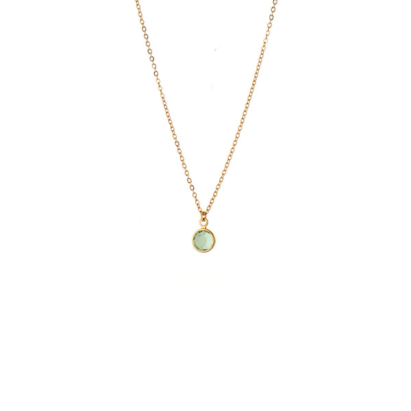 August Birthstone Crystal Necklace Gold Plated