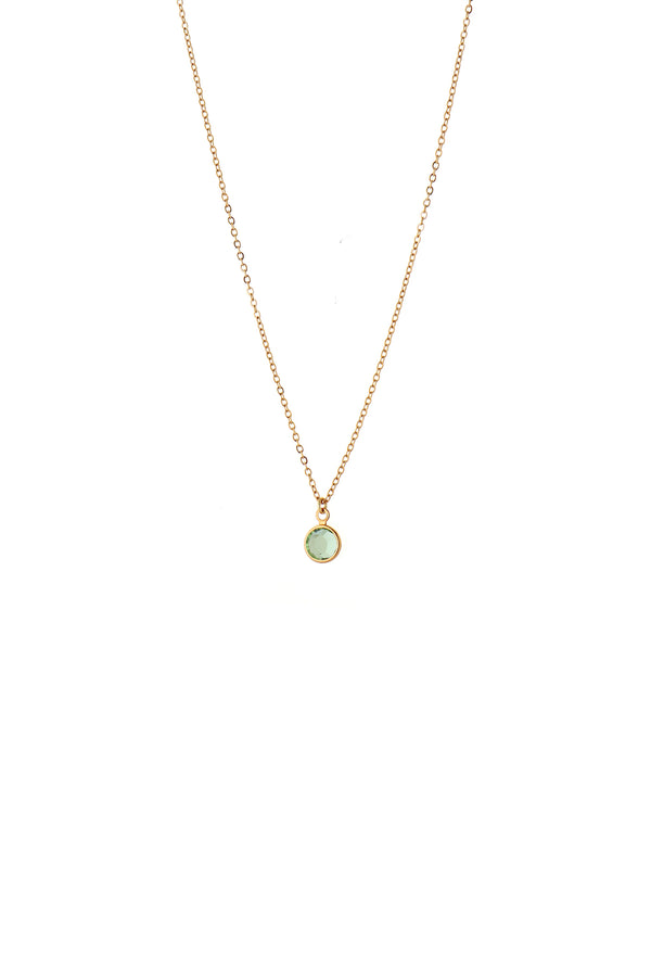 August Birthstone Crystal Necklace Gold Plated
