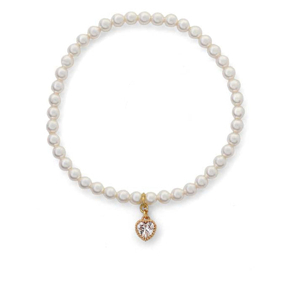 Bridesmaid Crystal Heart Pearl Bracelet