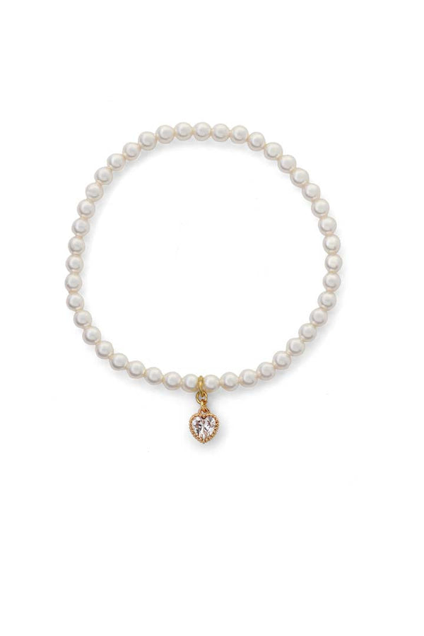 Bridesmaid Crystal Heart Pearl Bracelet