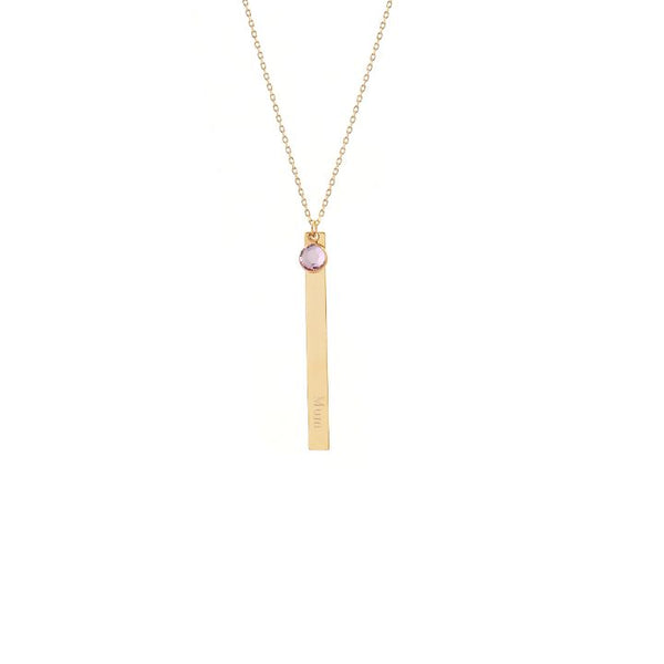'Mum' Engraved June Birthstone Necklace Gold Plated