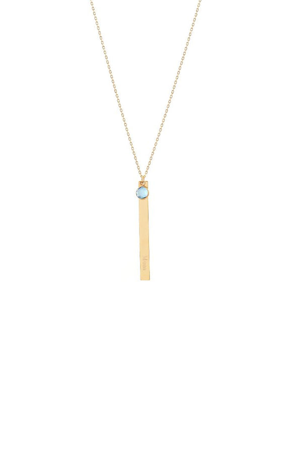 'Mum' Engraved March Birthstone Necklace Gold Plated