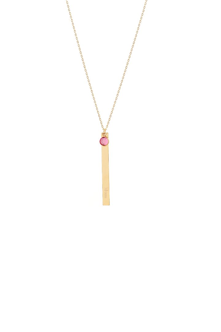 'Mum' Engraved October Birthstone Necklace Gold Plated