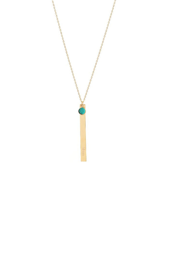'Mum' Engraved May Birthstone Necklace Gold Plated