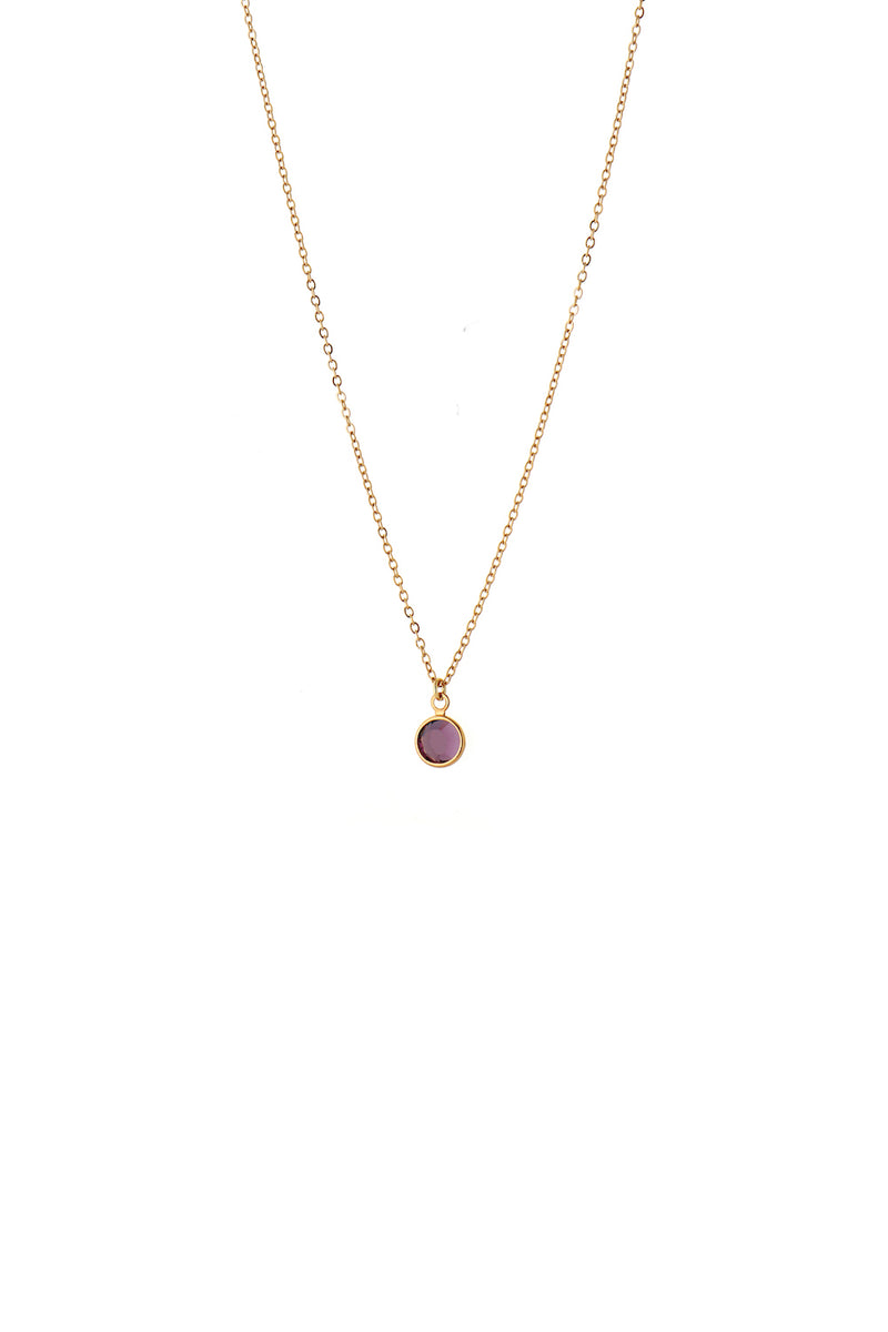 February Birthstone Crystal Necklace Gold Plated