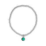 May Birthstone Beaded Bracelet Silver Plated