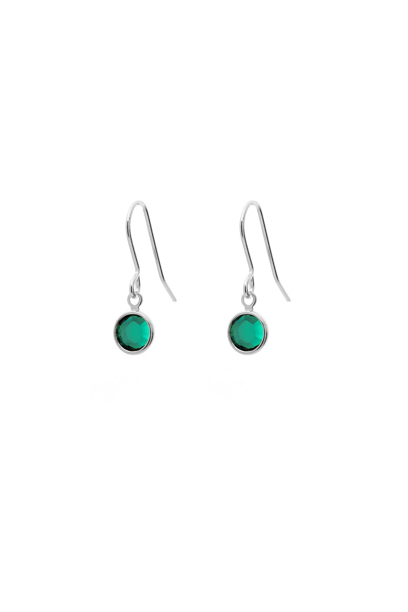 May Birthstone Crystal Drop Earrings Silver Plated
