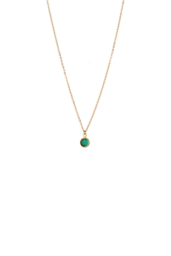 May Birthstone Crystal Necklace Gold Plated