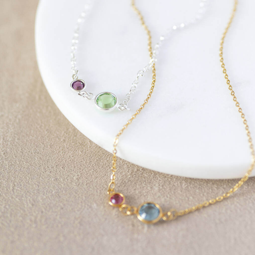 Mum Child Birthstone Link Necklace JOY by Corrine Smith