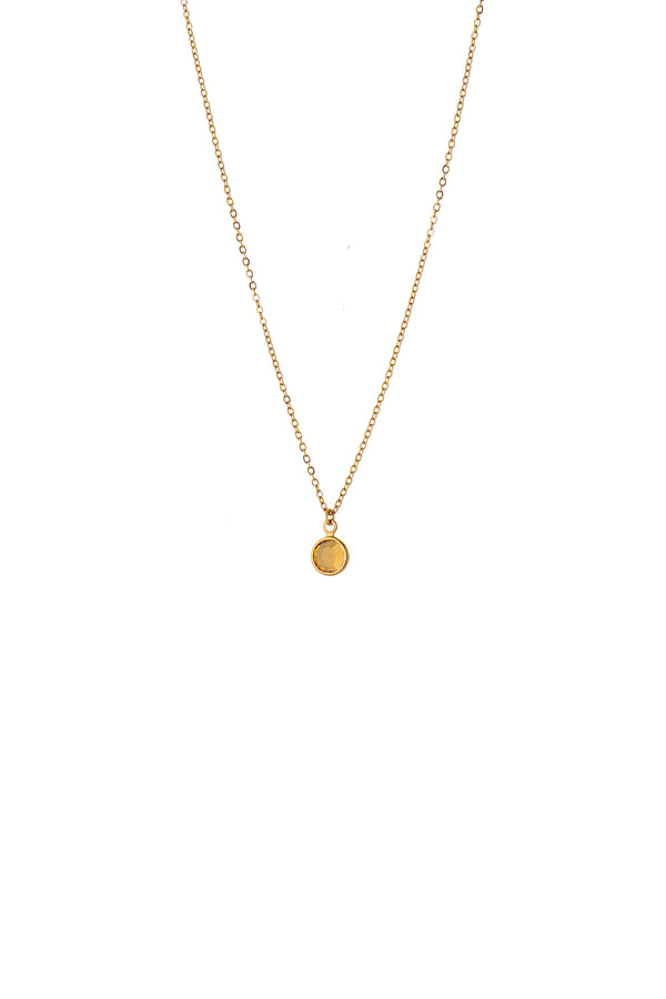 November Birthstone Crystal Necklace Gold Plated