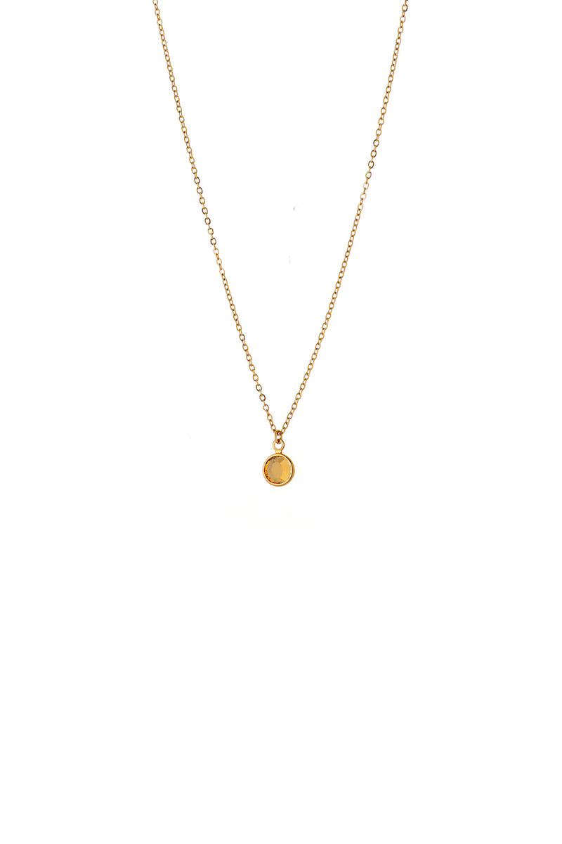 November Birthstone Crystal Necklace Gold Plated