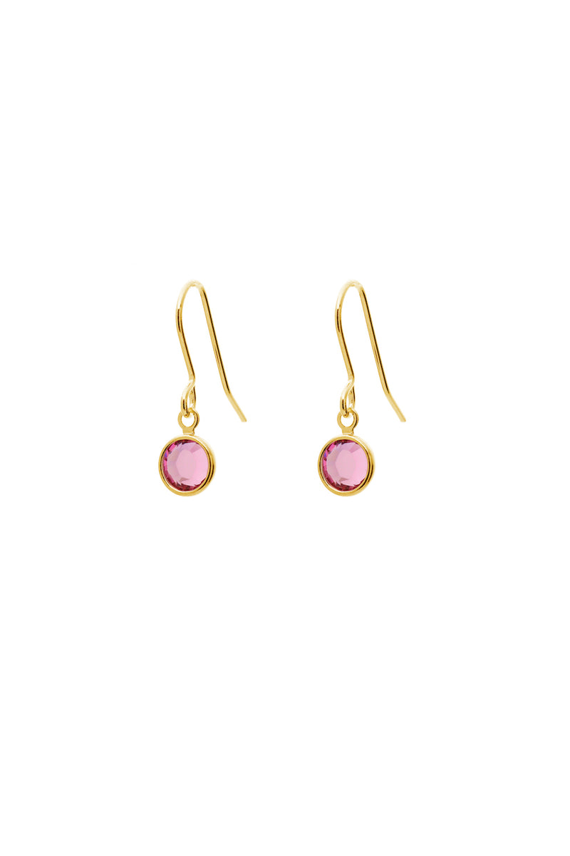 October Birthstone Crystal Drop Earrings Gold Plated