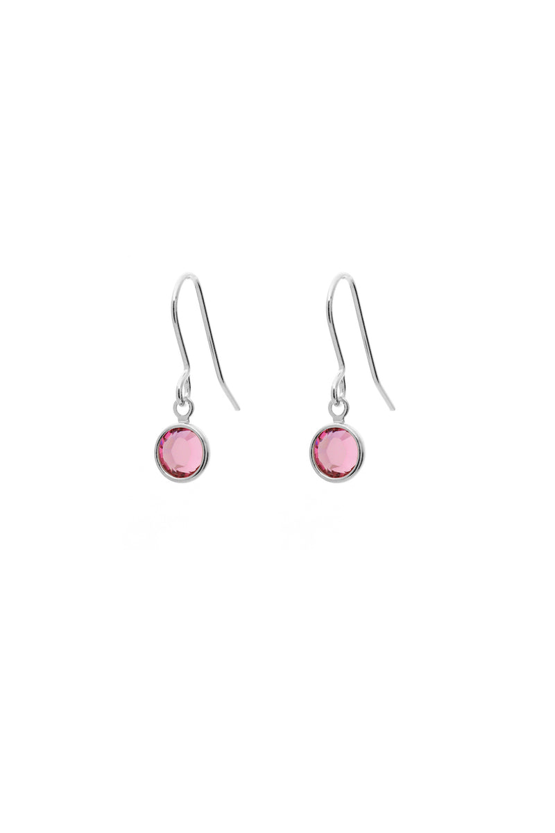 October Birthstone Crystal Drop Earrings Silver Plated
