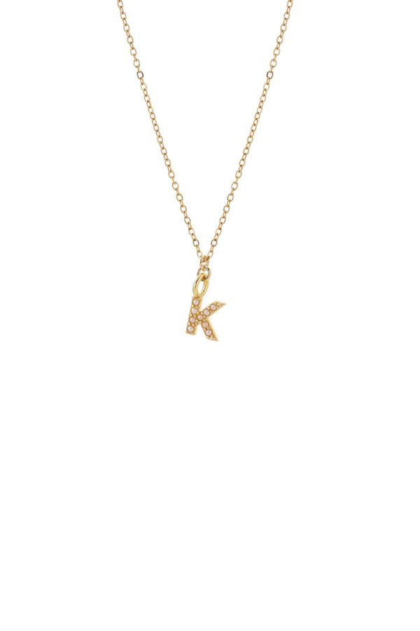 Dainty Pearl Initial 'K' Necklace Gold Plated