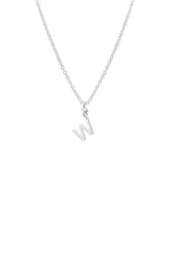 Dainty Initial 'W' Necklace Silver Plated