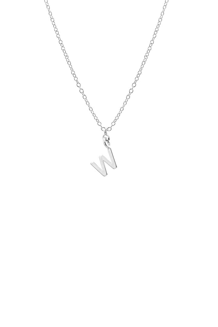Dainty Initial 'W' Necklace Silver Plated