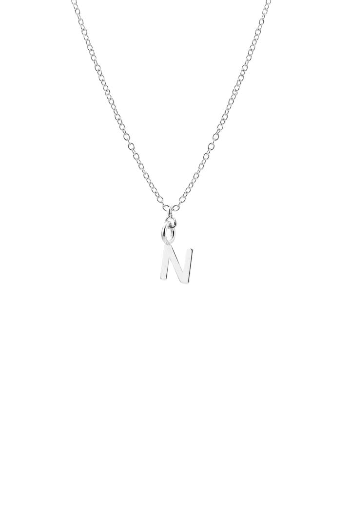 Dainty Initial 'N' Necklace Silver Plated